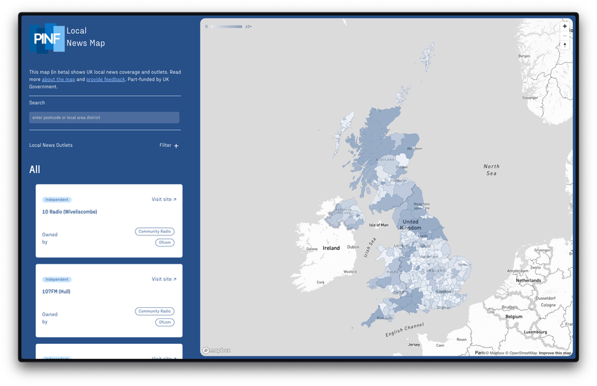 PINF Local News Map on Desktop