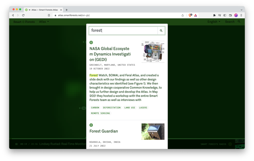 Screenshot of the search interface.