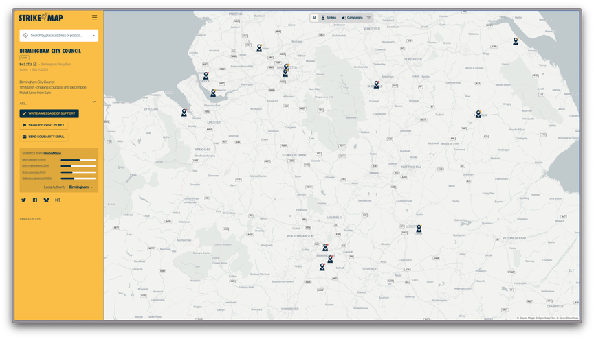 Screenshot of strike map